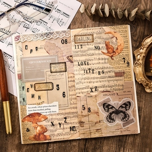 Set di adesivi vintage con alfabeto e farfalle per decorazioni fai da te scrapbooking
