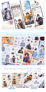 Detailansicht von DIY-Journal-Aufklebern mit Retro-Illustrationen und vorgestanzter Struktur