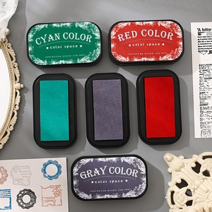 Set of water-based ink pads in cyan, red, and gray for DIY craft stamping and decoration