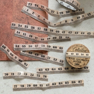 Washi tape vintage color legno con righello graduato 1-93cm per decorazioni fai-da-te
