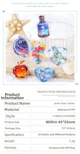 Primer plano de pegatinas PET impermeables serie Glazed con tabla de especificaciones