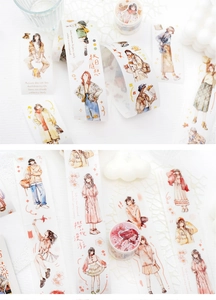 Detail of Four Seasons series washi tape featuring stylish female character illustrations