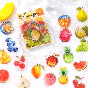 20 Pezzi Adesivi Trasparenti PET Serie Exquisite Glass per Scrapbooking Fai Da Te Diario Vintage Floreale Frutta Decorativi