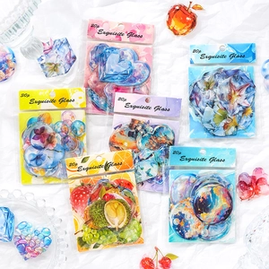 Adesivi PET in stile vetro squisito con motivi floreali e frutta per scrapbooking
