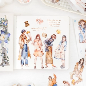 Vintage Watercolor Character Washi Tape Echoes Of Four Seasons Theme Decorative Masking Tape For Scrapbooking DIY Journal