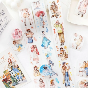 Seasonal character washi tape set for DIY scrapbooking with illustrated girl motifs
