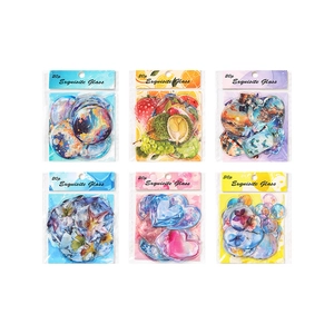 Set di adesivi in vetro squisiti da 20-30 pezzi con motivi floreali celesti e vintage
