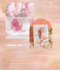 Detail of floral stickers with silver foil stamping on glass and scrapbook paper