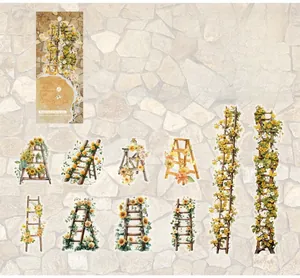 Detail of Dreams Flower Wall PET stickers featuring garden ladders and floral designs