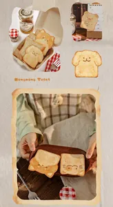 Detailed view of hand-drawn cartoon toast animal stickers for scrapbooking and journaling