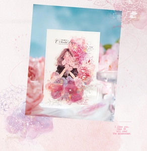 Artistic watercolor flower girl sticker for scrapbooking and DIY phone case decoration