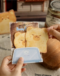 Cute bear toast shaped sticky notes with 30 sheets in a creative toaster package