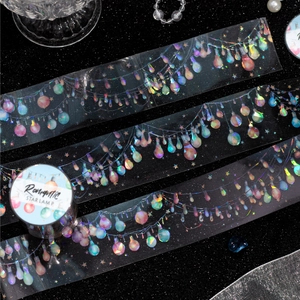 Laser Holographic PET Decorative Tape Romantic Star Lamp Watercolor Floral Journaling Scrapbooking DIY Stationery Stickers