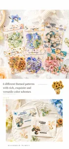 Close-up of vintage translucent floral stickers in Kaleidoscope style for DIY scrapbooking