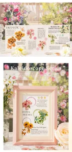 Detail of Kaleidoscope Series floral stickers with vintage hibiscus and sunflower designs