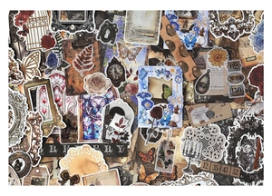 Vue détaillée de 200 papiers scrapbooking vintage avec papillons et cadres