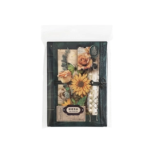 Kit de papier scrapbooking vintage avec motifs papillons verts et fleurs 200 feuilles