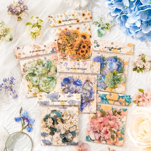 Vintage Floral PET Washi Paper Stickers Pack Botanical Kaleidoscope Dark Shadow Series For Scrapbooking DIY Journaling