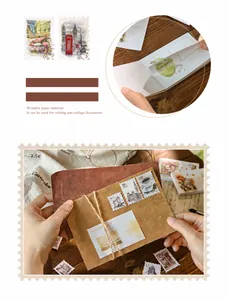 Detail of vintage stamp-themed writing paper for scrapbooking and DIY journals