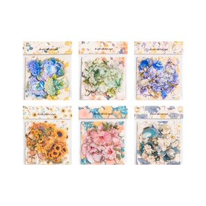 Floral kaleidoscope sticker packs for scrapbooking with vintage bottles and flowers