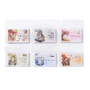 Travel letter series vintage stamp deco cards 6-pack set with 50 sheets each