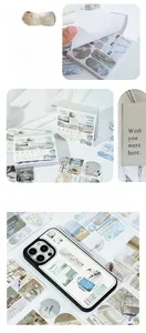 Close-up of DIY decorative paper stickers for journaling and phone case decoration