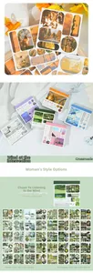 Detailed view of scenery themed washi paper stickers for DIY journaling and art decor