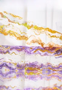Detail showing marble texture PET decorative tape with gold foil and crystal landscape