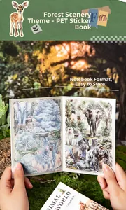 Detailed view of forest animal PET stickers featuring elephant and giraffe motifs