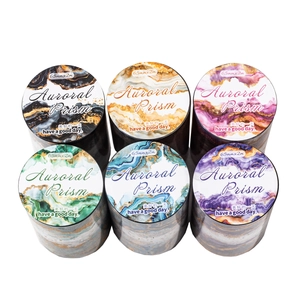 Auroral Prism 6-roll marble washi tape set for DIY journaling, 65mm x 2m size