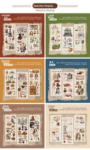 Macro detail of coffee-themed PVC transfer stickers for retro scrapbooking DIY decor