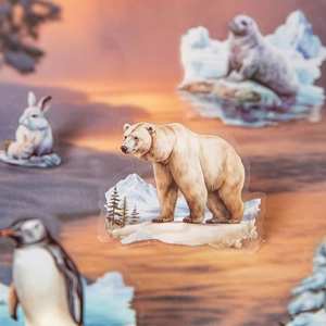 Polar bear PET sticker for scrapbooking with Arctic animal world scenery landscape