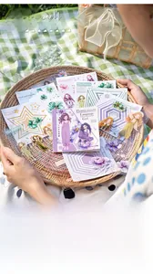 Detail of Flower Girl aesthetic PET and washi paper stickers for journaling and scrapbooking