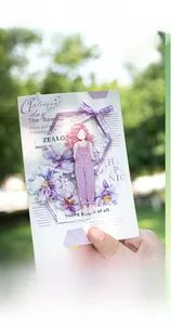 Detail of vintage purple floral stickers and cute girl motifs for journal collage