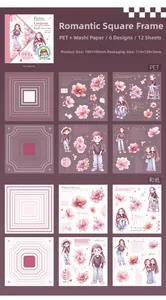 Detail of Flower Girl stickers showing PET and washi paper textures for journaling