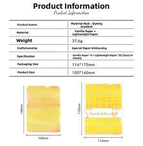 Spécifications détaillées du kit de papier scrapbooking avec dimensions et matériaux