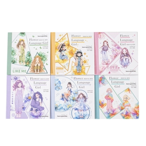 Lot de 6 carnets d'autocollants série Floral Girl pour scrapbooking en papier washi