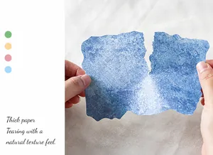 Detailed close-up showing the thick matte texture and tear-resistant fiber of blue craft paper