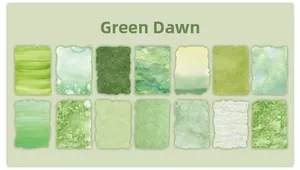 Détail de 14 papiers de scrapbooking Verdant Dawn aux textures d'aquarelle verte