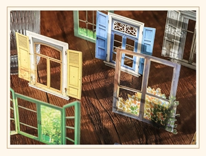 Pegatinas de ventanas vintage para álbumes de recortes y decoración de diarios en madera