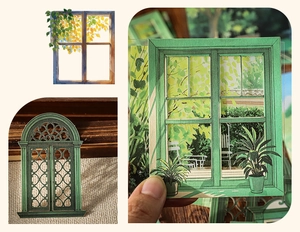 Vista detallada de pegatinas de PET para ventanas para scrapbooking vintage y manualidades