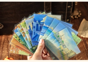 Pegatinas artísticas para scrapbooking con paisajes y fundas semitransparentes