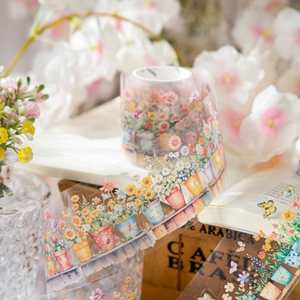Floral Potted Plants PET Decorative Tape For Scrapbooking Watercolor Botanical Journal Sticker Tape Pastoral Style DIY