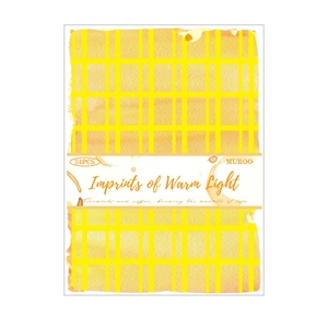 Set de 24 hojas de papel decorativo Imprints of Warm Light con diseño de rejilla amarilla