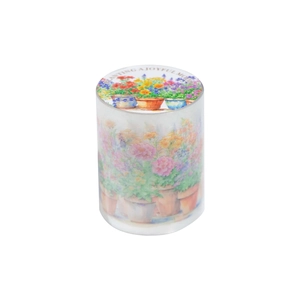 Watercolor floral decorative tape roll for DIY planners with botanical garden designs