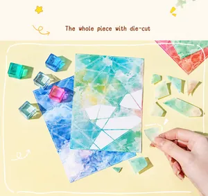 Dettaglio di adesivi washi geometrici acquerello facili da staccare per diari