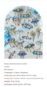 Detail of Flower Umbrella Concerto PET stickers featuring elegant floral umbrella patterns