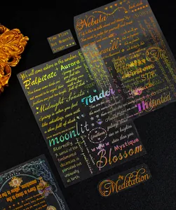 Autocollants holographiques dorés thèmes Aurora et Moonlit pour scrapbooking créatif