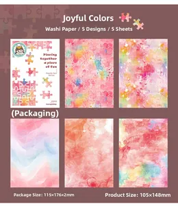 Dettaglio macro di adesivi acquerello in carta washi per scrapbooking e planner