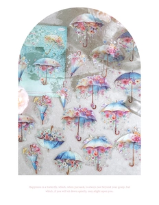 Detailed view of floral umbrella art stickers featuring 20pcs set for journaling projects